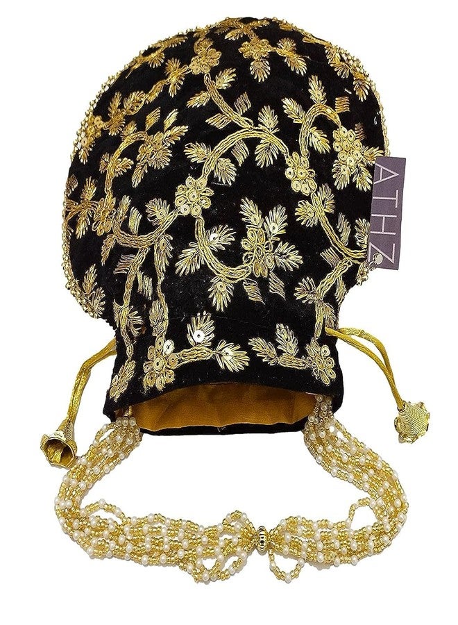 ATHZ Potli (Pack of 4 Potli) Black Velvet Matka Designer Potli handbags for Women - Image 3